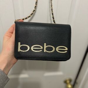 Bebe Black and Gold Crossbody Bag